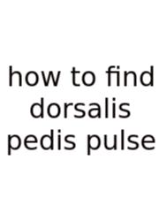 How To Find Dorsalis Pedis Pulse