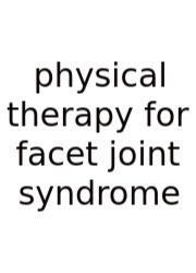 Physical Therapy For Facet Joint Syndrome