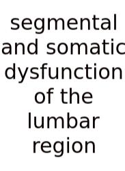 Segmental And Somatic Dysfunction Of The Lumbar Region